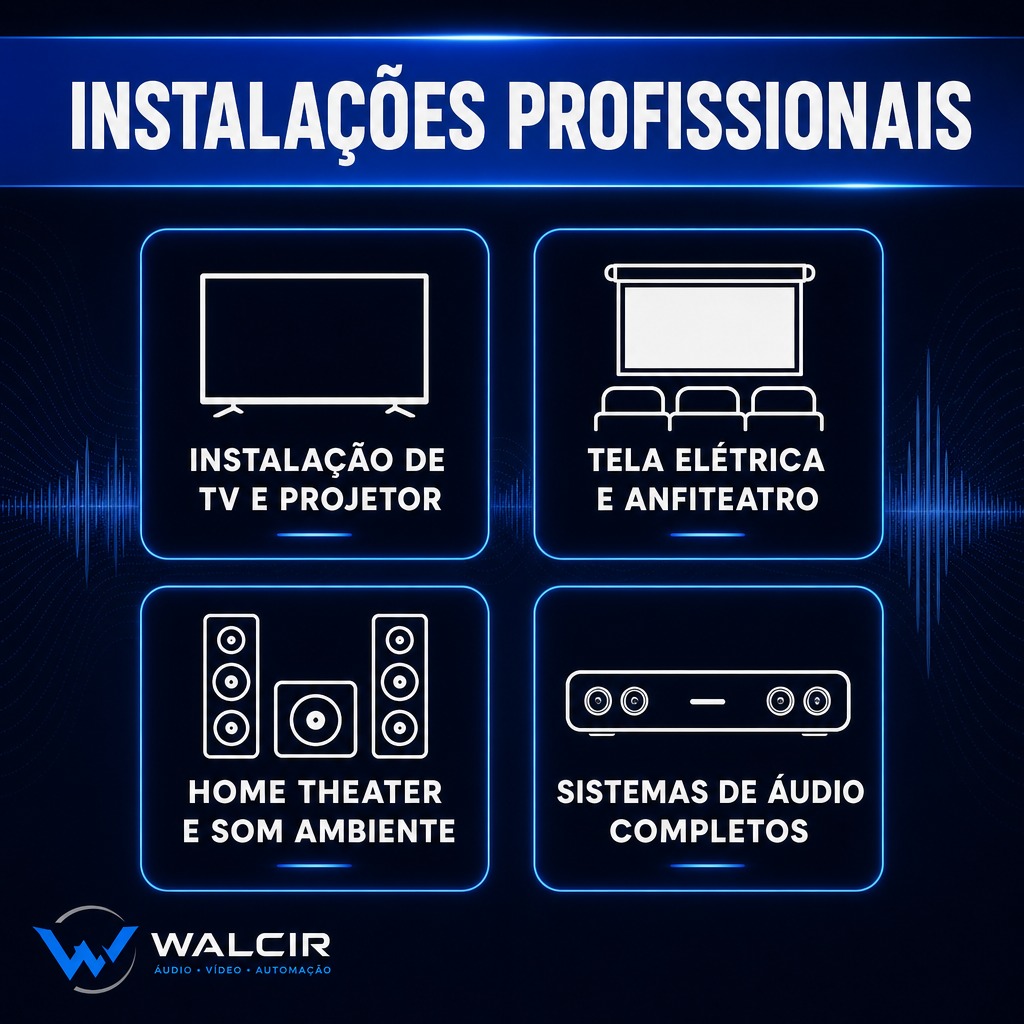 Instalações profissionais - TV, projetor, home theater e sistemas de áudio