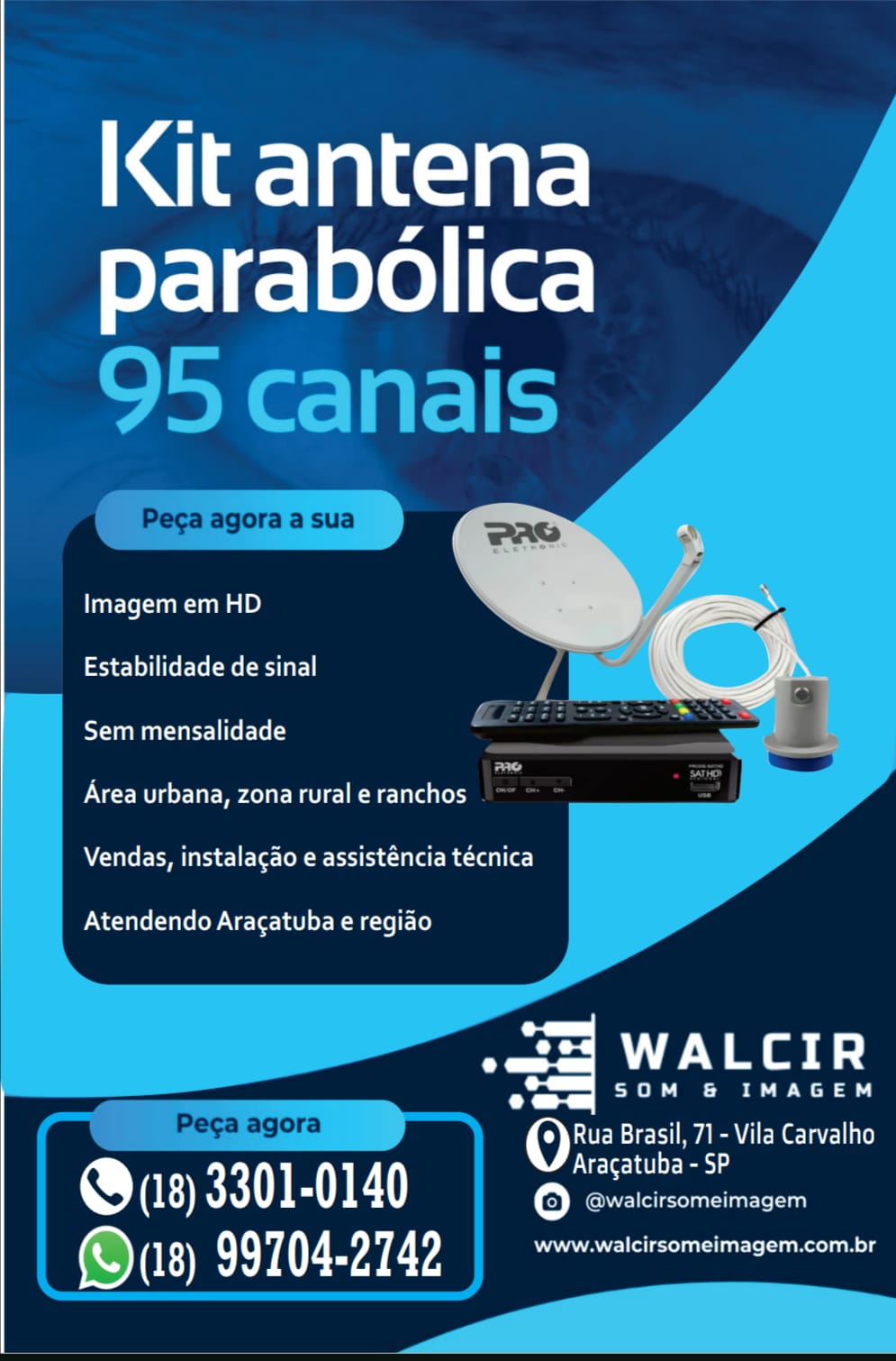 Kit antena parabólica 95 canais HD sem mensalidade
