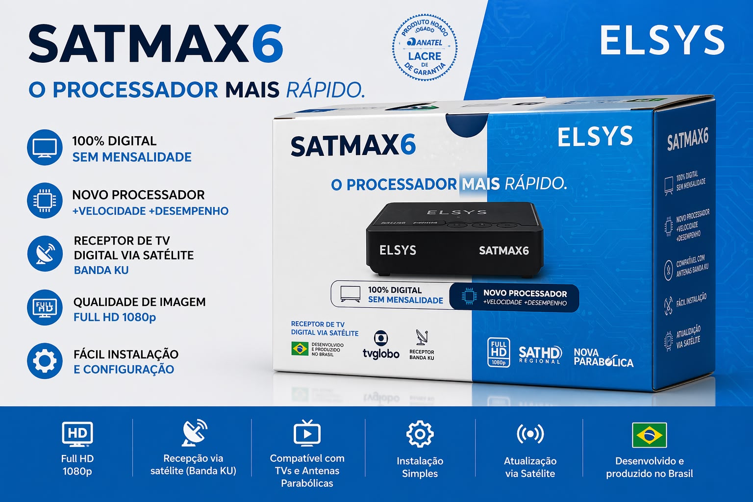 Receptor Elsys Satmax6 - processador rápido Full HD
